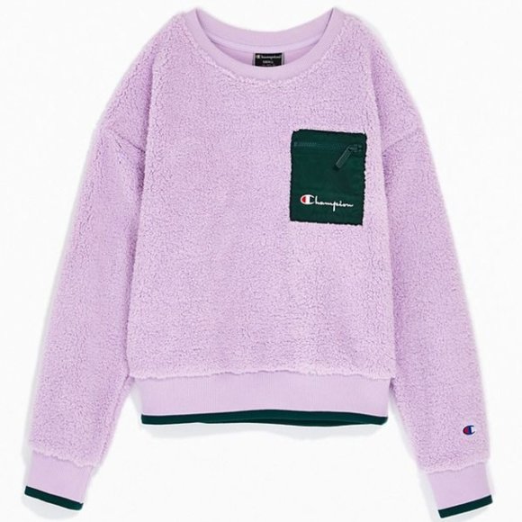Champion Tops - Champion UO Sherpa Crew Neck Sweatshirt Purple